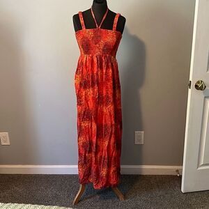 Cameleon Creation Women's Multicolor Damask Halter Neck Maxi Dress